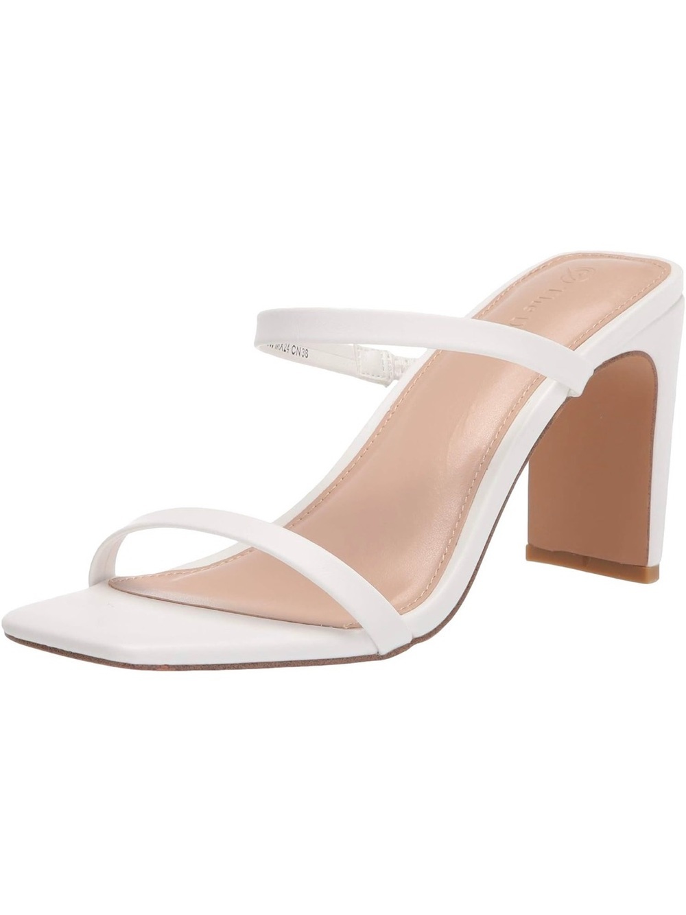 White Double-Strap Block Heel Mule